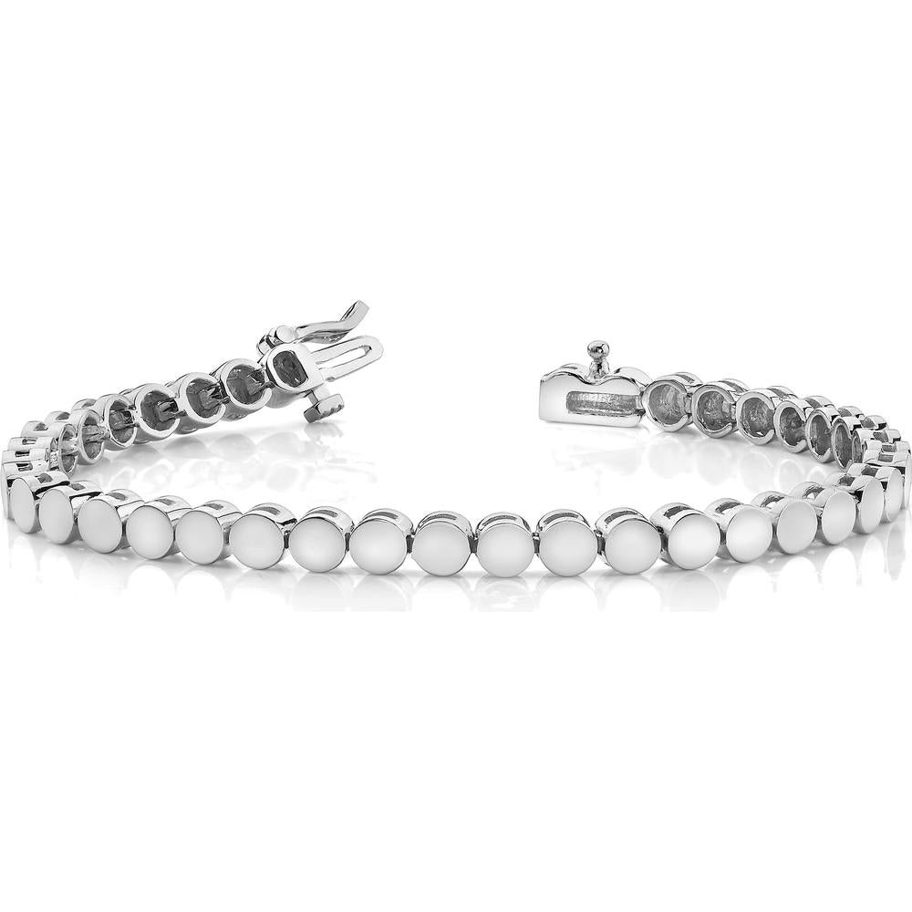 14K White Gold Add-a-Diamond Bracelet - 7" Length, 33 Stone Settings, Rhodium-Plated by Monteluci Fine Jewelry