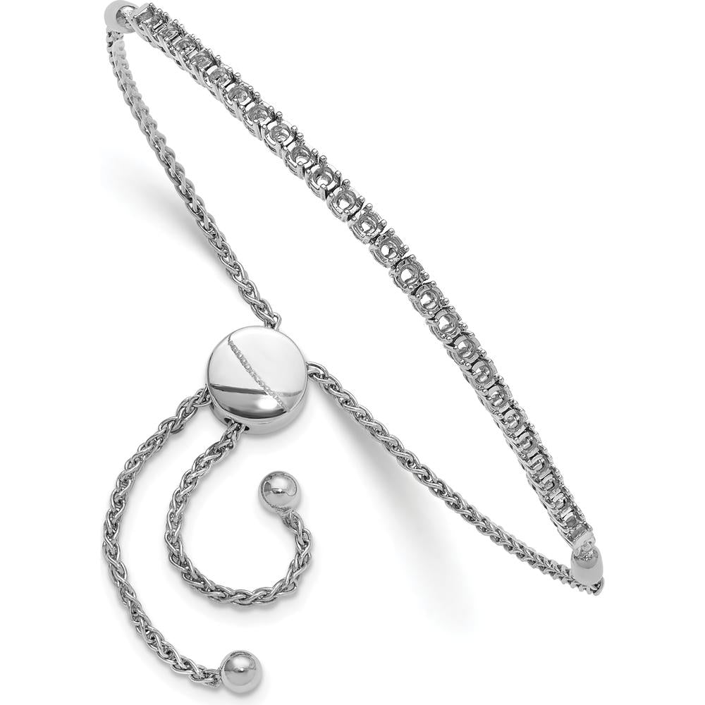 14K White Gold Adjustable Bracelet Mounting for 25 Round Stones - 2.2mm Each by Monteluci Fine Jewelry