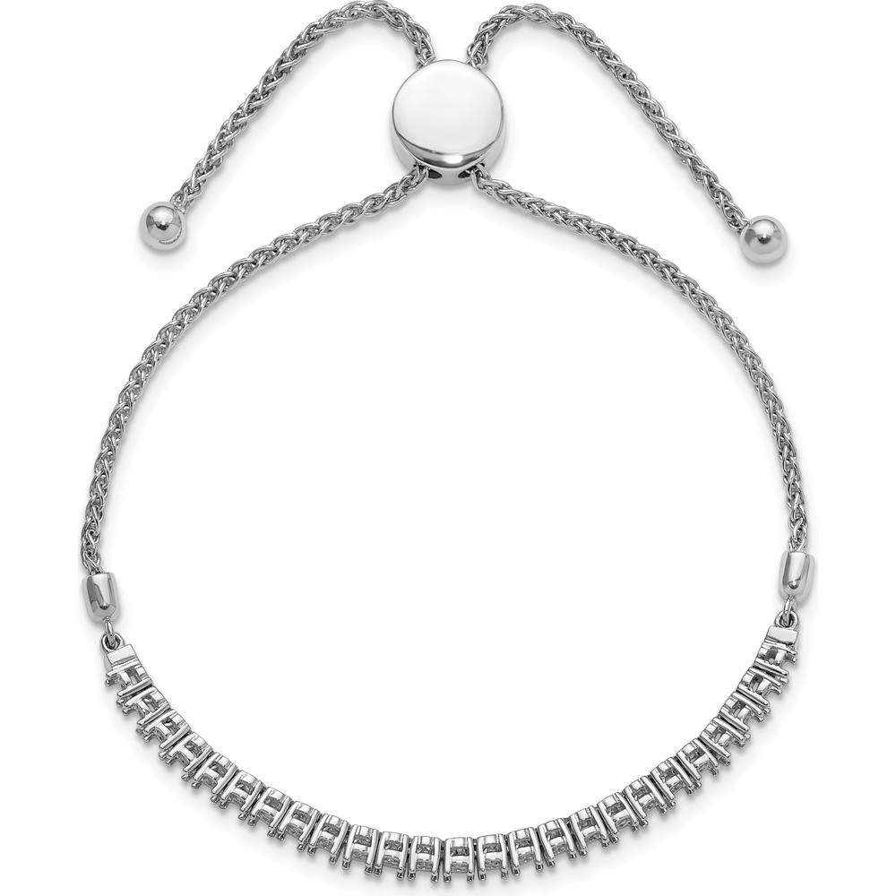 14K White Gold Adjustable Bracelet Mounting for 25 Round Stones - 2.2mm Each by Monteluci Fine Jewelry