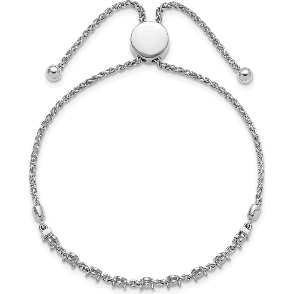 14K White Gold Adjustable Bracelet Mounting for 9 Round Stones - Holds 2.5mm Stones, Polished Finish by Monteluci Fine Jewelry