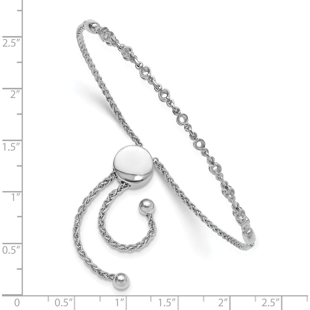 14K White Gold Adjustable Bracelet Mounting for 9 Round Stones - Holds 2.5mm Stones, Polished Finish by Monteluci Fine Jewelry