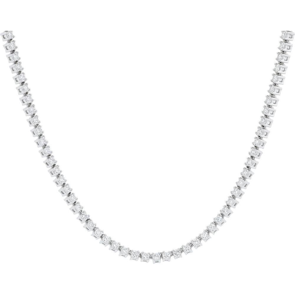 14K White Gold Adjustable Tennis Necklace with 4-Prong Set Round Lab Grown Diamonds - 5.00 Carat Total Diamond Weight