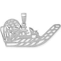 14K White Gold Air Boat Pendant with Rhodium Plating - 19mm Length by Oro Pregiato