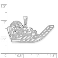 14K White Gold Air Boat Pendant with Rhodium Plating - 19mm Length by Oro Pregiato