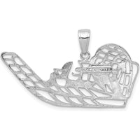 14K White Gold Air Boat Pendant with Rhodium Plating - 19mm Length by Oro Pregiato