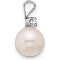14K White Gold Akoya Cultured Pearl and Diamond Pendant - 0.05 Carat Diamond Weight by Monteluci Fine Jewelry