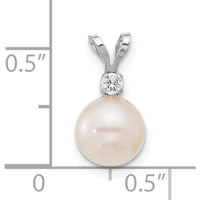 14K White Gold Akoya Cultured Pearl and Diamond Pendant - 0.05 Carat Diamond Weight by Monteluci Fine Jewelry