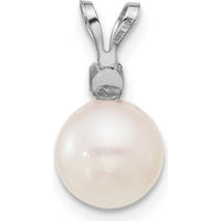 14K White Gold Akoya Cultured Pearl and Diamond Pendant - 0.05 Carat Diamond Weight by Monteluci Fine Jewelry