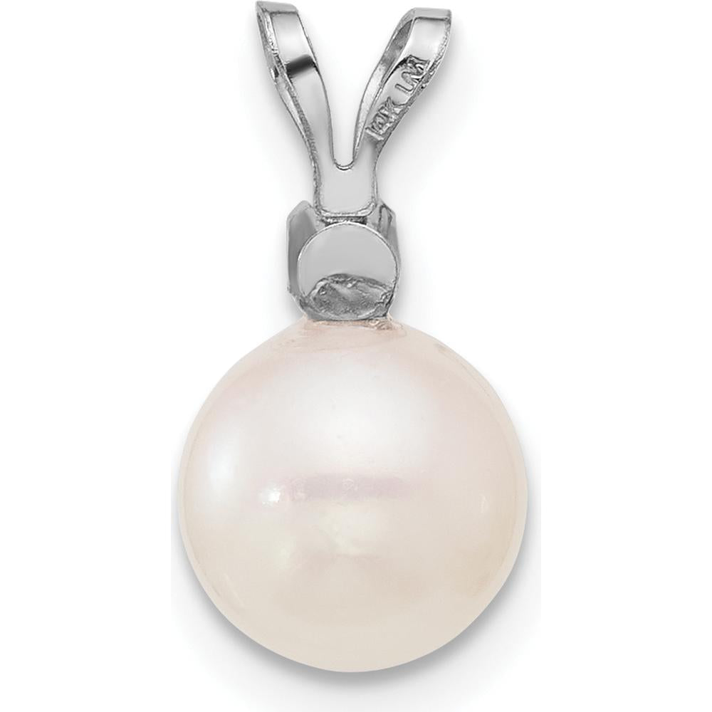 14K White Gold Akoya Cultured Pearl and Diamond Pendant - 0.05 Carat Diamond Weight by Monteluci Fine Jewelry