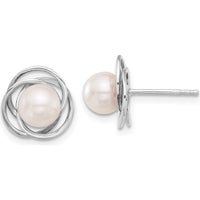 14K White Gold Akoya Cultured Pearl Button Earrings - 6-7mm White Pearls by Monteluci Fine Jewelry