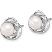 14K White Gold Akoya Cultured Pearl Button Earrings - 6-7mm White Pearls by Monteluci Fine Jewelry