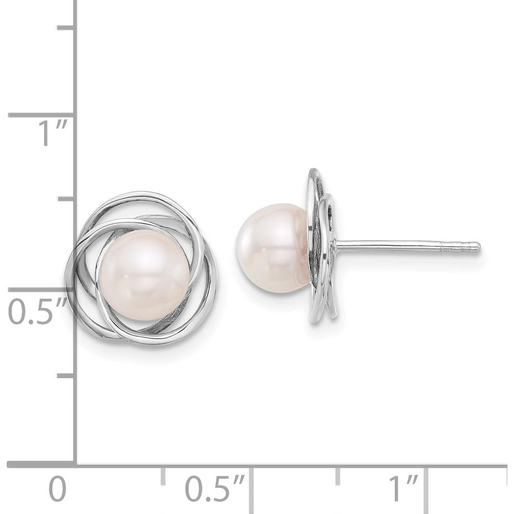 14K White Gold Akoya Cultured Pearl Button Earrings - 6-7mm White Pearls by Monteluci Fine Jewelry