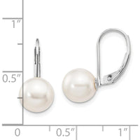 14K White Gold Akoya Cultured Pearl Leverback Earrings - 8-9mm Round Pearls by Monteluci Fine Jewelry