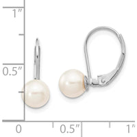 14K White Gold Akoya Pearl Leverback Earrings - 6-7mm Round White Cultured Pearls by Monteluci Fine Jewelry