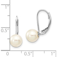 14K White Gold Akoya Saltwater Cultured Pearl Leverback Earrings - 7-8mm Pearls by Monteluci Fine Jewelry