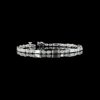 14K White Gold Alternating Baguette and Oval Diamond Tennis Bracelet - 6.83 Carats Total Carat Weight Lab-Grown Diamonds - Covaloro Fine Jewelry