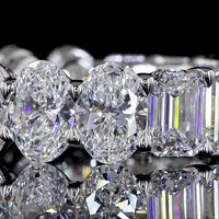 14K White Gold Alternating Oval and Emerald Cut Lab Diamond Eternity Band - 8.55 Carat Total Weight, E-F VS Quality - Covaloro Fine Jewelry