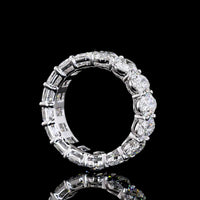 14K White Gold Alternating Oval and Emerald Cut Lab Diamond Eternity Band - 8.55 Carat Total Weight, E-F VS Quality - Covaloro Fine Jewelry