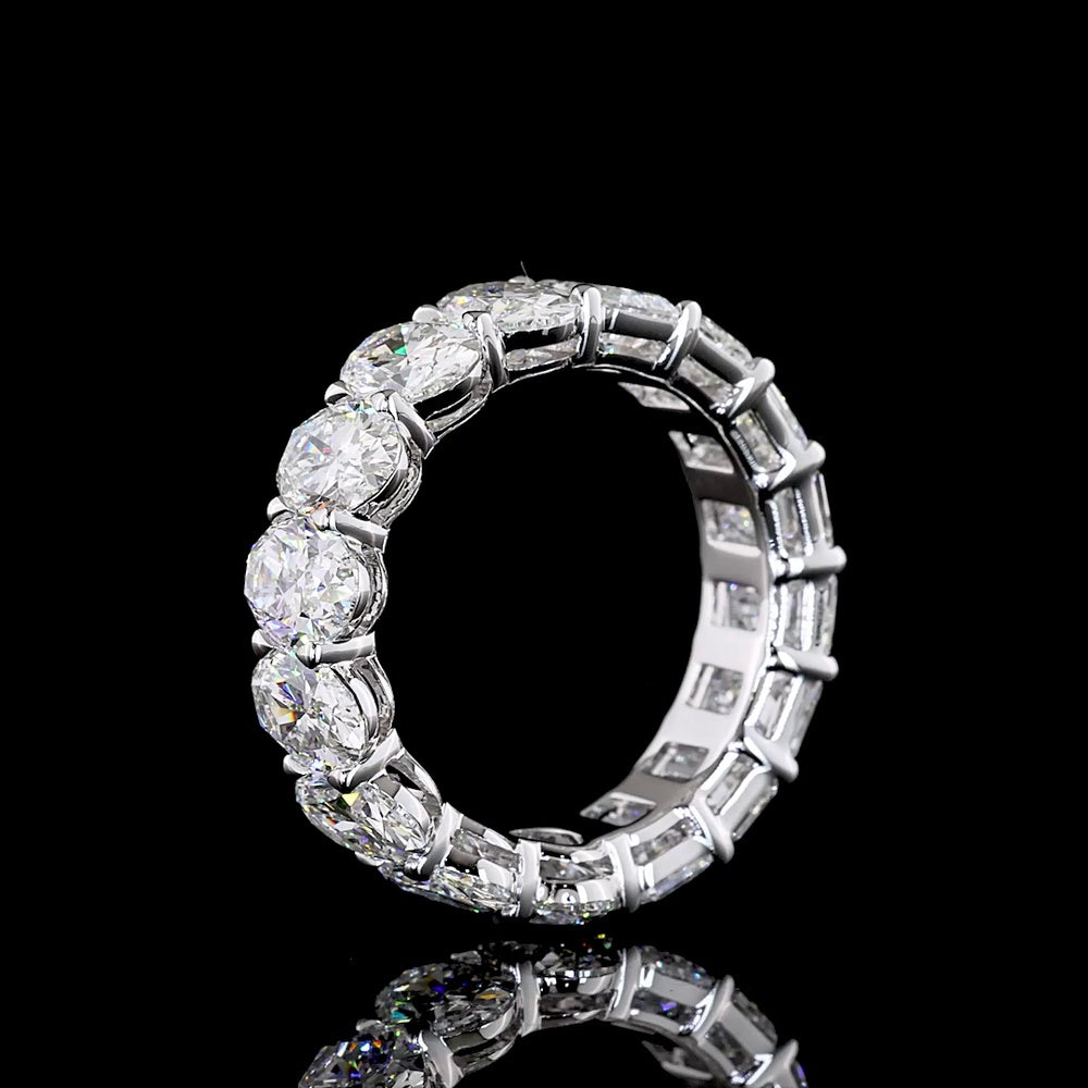14K White Gold Alternating Oval and Emerald Cut Lab Diamond Eternity Band - 8.55 Carat Total Weight, E-F VS Quality - Covaloro Fine Jewelry