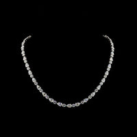 14K White Gold Alternating Pear & Round Lab Diamond Tennis Necklace - E-F VS Clarity, 32.93 Carat Total Weight - Covaloro Fine Jewelry