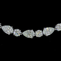 14K White Gold Alternating Pear & Round Lab Diamond Tennis Necklace - E-F VS Clarity, 32.93 Carat Total Weight - Covaloro Fine Jewelry