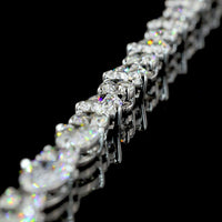 14K White Gold Alternating Pear & Round Lab Diamond Tennis Necklace - E-F VS Clarity, 32.93 Carat Total Weight - Covaloro Fine Jewelry
