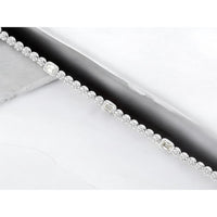 14K White Gold Alternating Round and Emerald-Cut Diamond Bracelet - 1.60 Carat Total Diamond Weight - Royal Jewelry