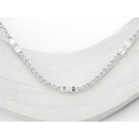 14K White Gold Alternating Round and Emerald-Cut Diamond Necklace - 3.10 Carat Total Diamond Weight - Royal Jewelry