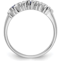 14K White Gold Alternating Round Diamond and Blue Sapphire Band Ring - 0.20 Carat Total Gemstone Weight by 0