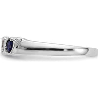 14K White Gold Alternating Round Diamond and Blue Sapphire Band Ring - 0.20 Carat Total Gemstone Weight by 0