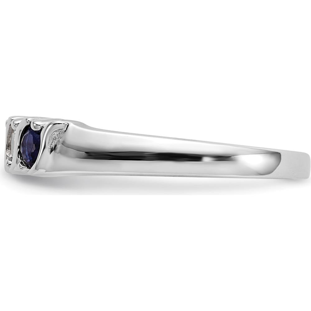 14K White Gold Alternating Round Diamond and Blue Sapphire Band Ring - 0.20 Carat Total Gemstone Weight by 0