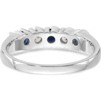 14K White Gold Alternating Round Diamond and Blue Sapphire Band Ring - 0.20 Carat Total Gemstone Weight by 0