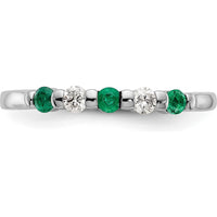14K White Gold Alternating Round Emerald & Diamond Band - 0.10 Carat Total (0.05 Carat Emerald + 0.05 Carat Diamond) by Luciano & Cie