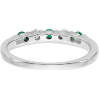 14K White Gold Alternating Round Emerald & Diamond Band - 0.10 Carat Total (0.05 Carat Emerald + 0.05 Carat Diamond) by Luciano & Cie
