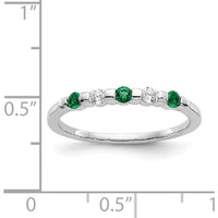 14K White Gold Alternating Round Emerald & Diamond Band - 0.10 Carat Total (0.05 Carat Emerald + 0.05 Carat Diamond) by Luciano & Cie
