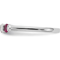 14K White Gold Alternating Ruby and Diamond Band - 0.20 Carat Total Gem Weight by 0
