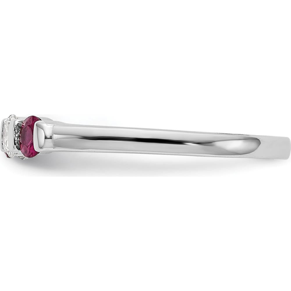 14K White Gold Alternating Ruby and Diamond Band - 0.20 Carat Total Gem Weight by 0
