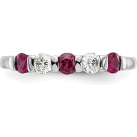 14K White Gold Alternating Ruby and Diamond Band - 0.20 Carat Total Gem Weight by 0