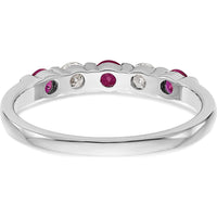 14K White Gold Alternating Ruby and Diamond Band - 0.20 Carat Total Gem Weight by 0