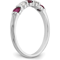 14K White Gold Alternating Ruby and Diamond Band - 0.20 Carat Total Gem Weight by 0