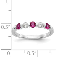 14K White Gold Alternating Ruby and Diamond Band - 0.20 Carat Total Gem Weight by 0