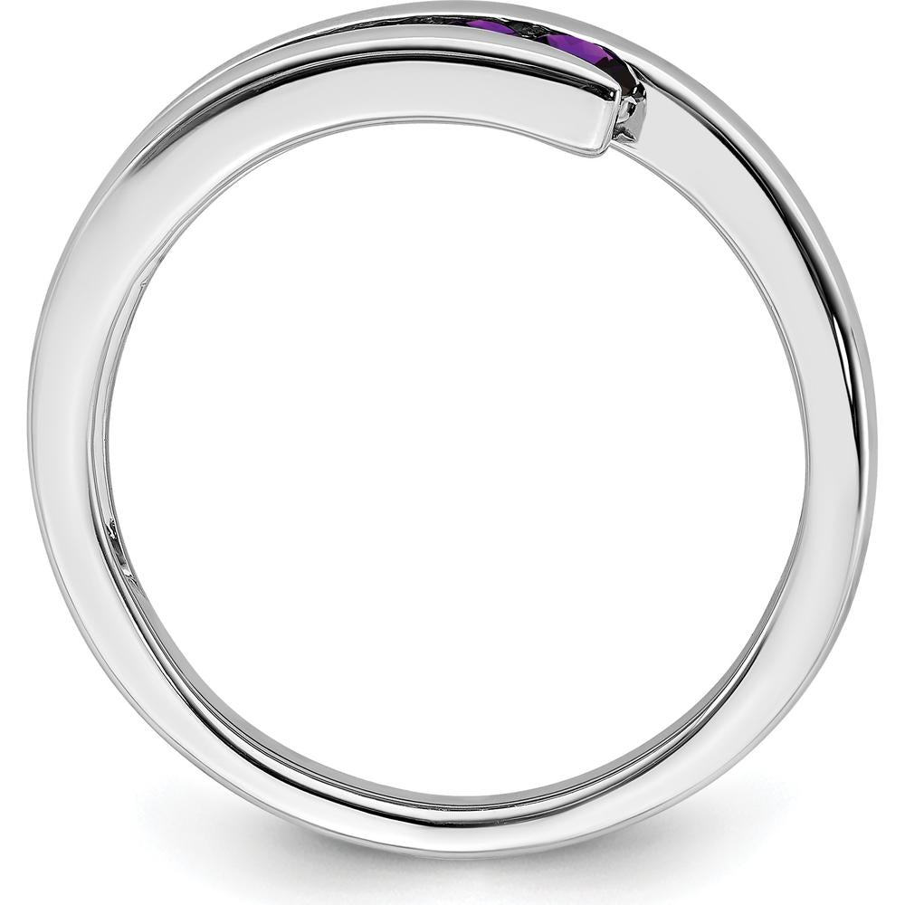 14K White Gold Amethyst 4-Stone Ring with Round Cut Amethyst - 0.34 Carat Total Amethyst Weight by 0