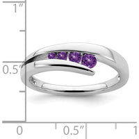 14K White Gold Amethyst 4-Stone Ring with Round Cut Amethyst - 0.34 Carat Total Amethyst Weight by 0