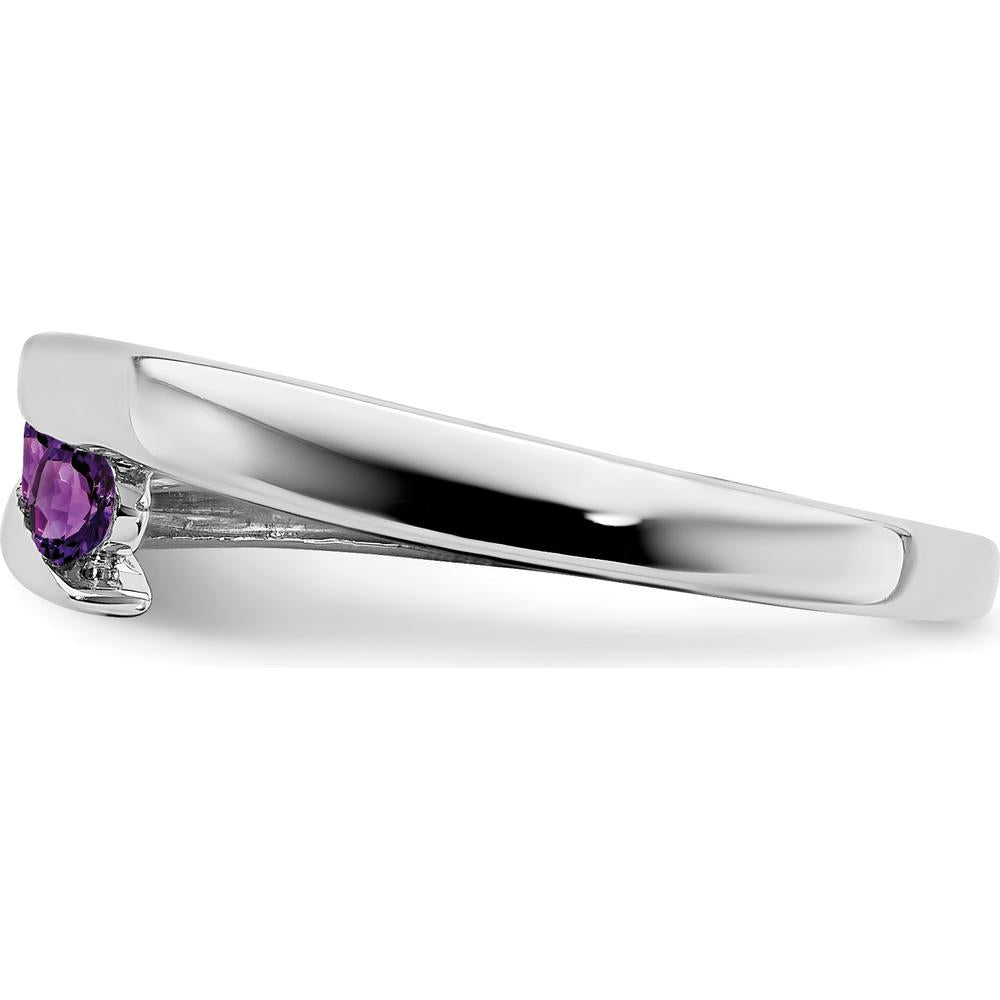 14K White Gold Amethyst 4-Stone Ring with Round Cut Amethyst - 0.34 Carat Total Amethyst Weight by 0