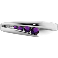 14K White Gold Amethyst 4-Stone Ring with Round Cut Amethyst - 0.34 Carat Total Amethyst Weight by 0