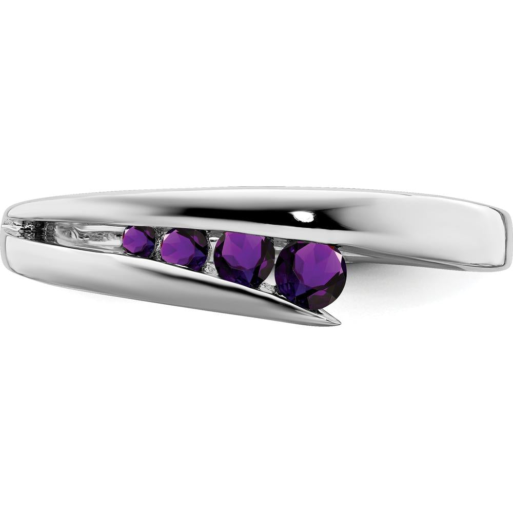 14K White Gold Amethyst 4-Stone Ring with Round Cut Amethyst - 0.34 Carat Total Amethyst Weight by 0
