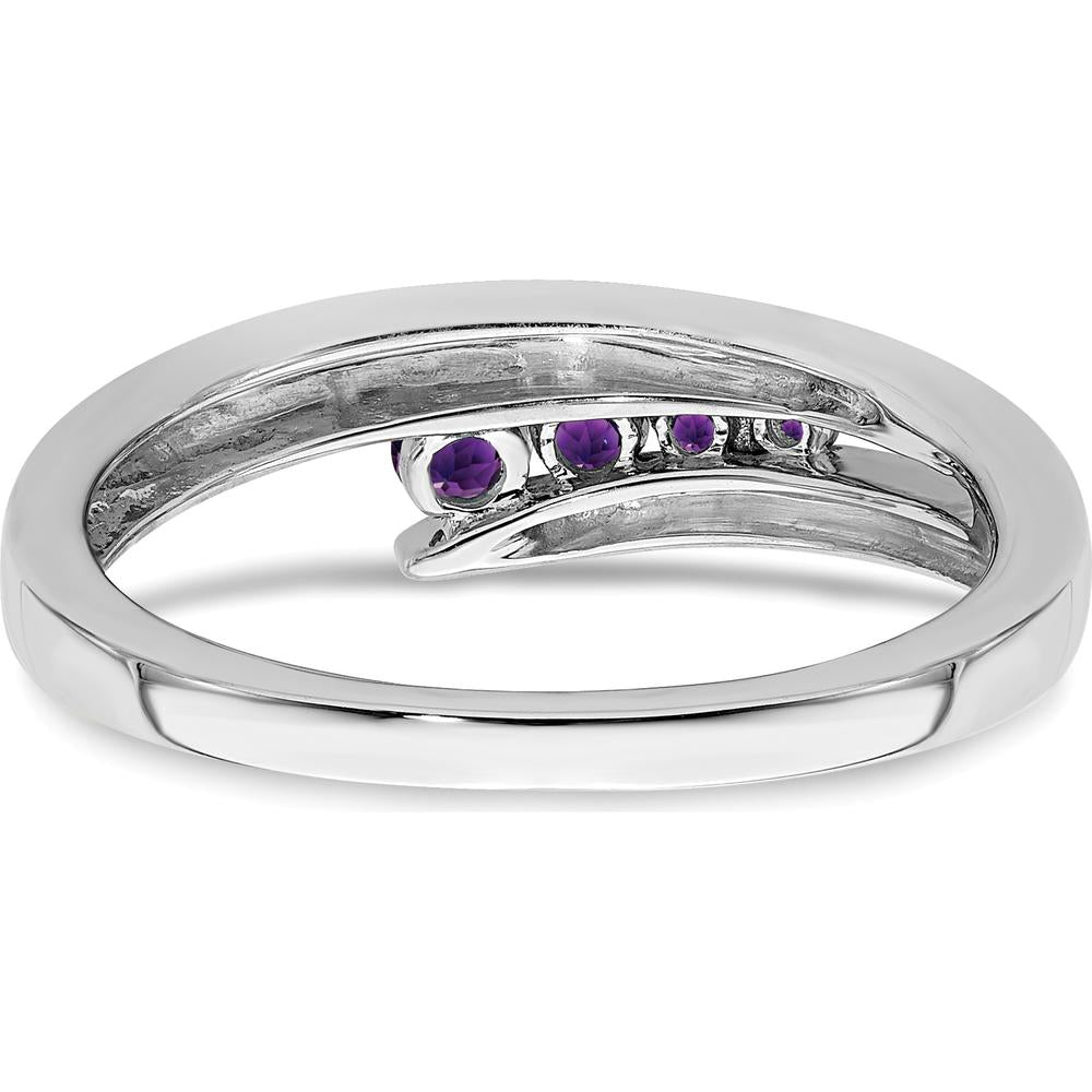 14K White Gold Amethyst 4-Stone Ring with Round Cut Amethyst - 0.34 Carat Total Amethyst Weight by 0
