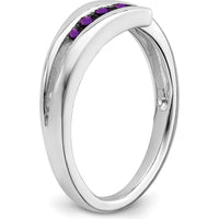 14K White Gold Amethyst 4-Stone Ring with Round Cut Amethyst - 0.34 Carat Total Amethyst Weight by 0
