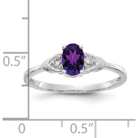 14K White Gold Amethyst and Diamond 3-Stone Ring - 0.45 Carat Amethyst, 0.01 Carat Total Diamond Weight by Oro Pregiato