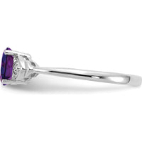 14K White Gold Amethyst and Diamond 3-Stone Ring - 0.45 Carat Amethyst, 0.01 Carat Total Diamond Weight by Oro Pregiato